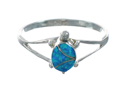 Native American Zuni Opal Sterling Silver Turtle Ring Size 9-3/4 X11133